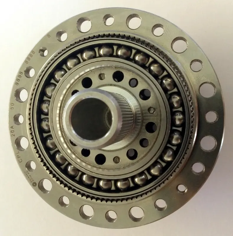 An open strain-wave gear of the kind used in robot joints